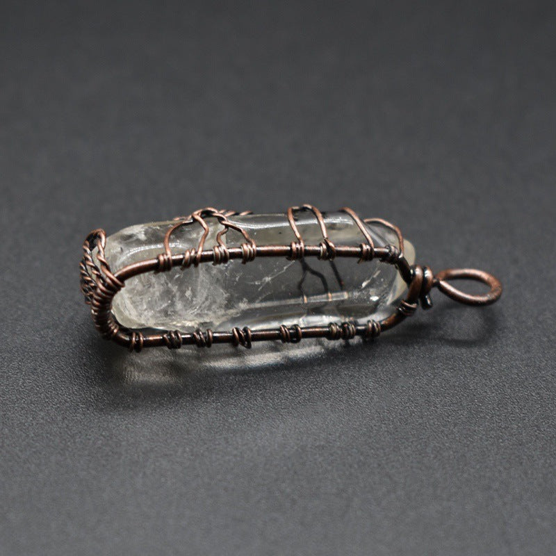 Crystal Pillar Tree Of Life Pendant Necklace