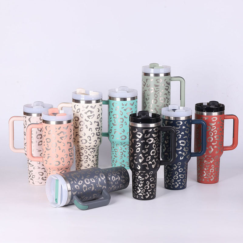 Tumbler With Handle Straw Insulated 40 Oz