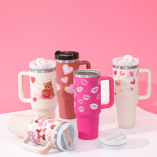 Tumbler With Handle Straw Insulated 40 Oz